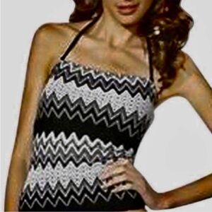 Missoni for Target Chevron Halter Tankini Top NWOT Size M Black White